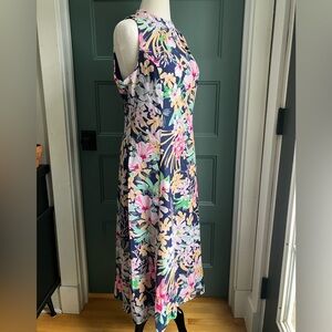 Donna Ricco Floral Sleeveless Midi Dress size 10 tropical Hawaiian